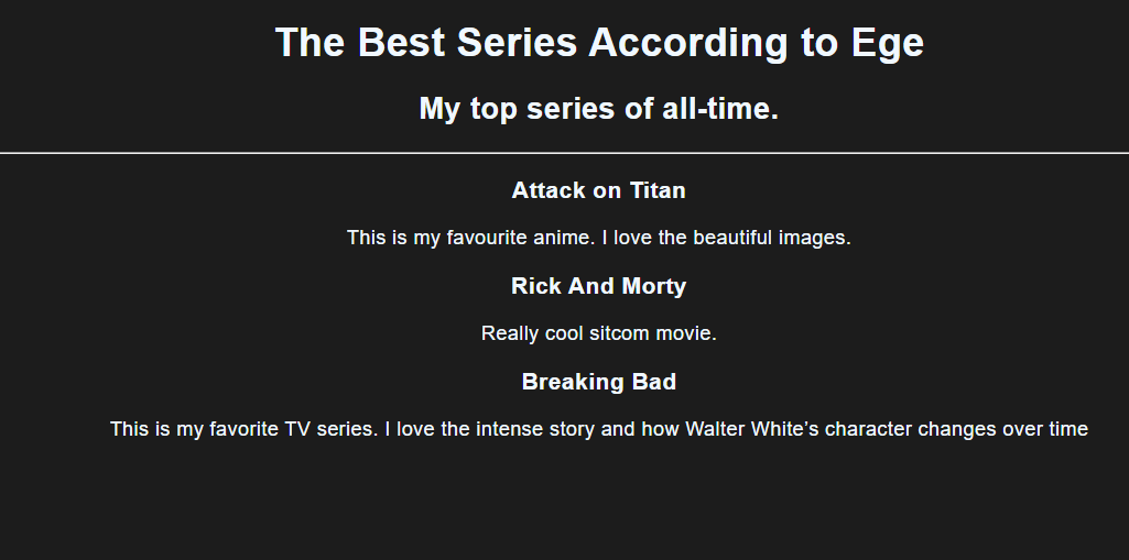 an image of my series ranking project
