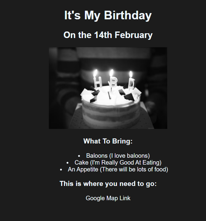 an image of my birthday party project